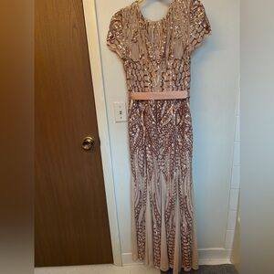 R&M collection Rose Gold Sequin Maxi Dress